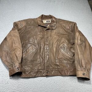 Adventure Bound Jacket Mens XL Brown Leather Thinsulate Bomber Lined Pockets